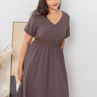 Audrey Midi Dress In Saddle Brown
