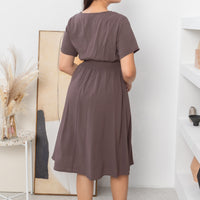 Audrey Midi Dress In Saddle Brown
