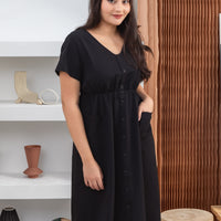 Felicity Midi Buttoned Dress In Black