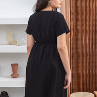 Felicity Midi Buttoned Dress In Black