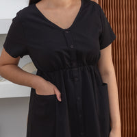 Felicity Midi Buttoned Dress In Black