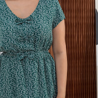 Rae Ribbon Dress In Green Floral