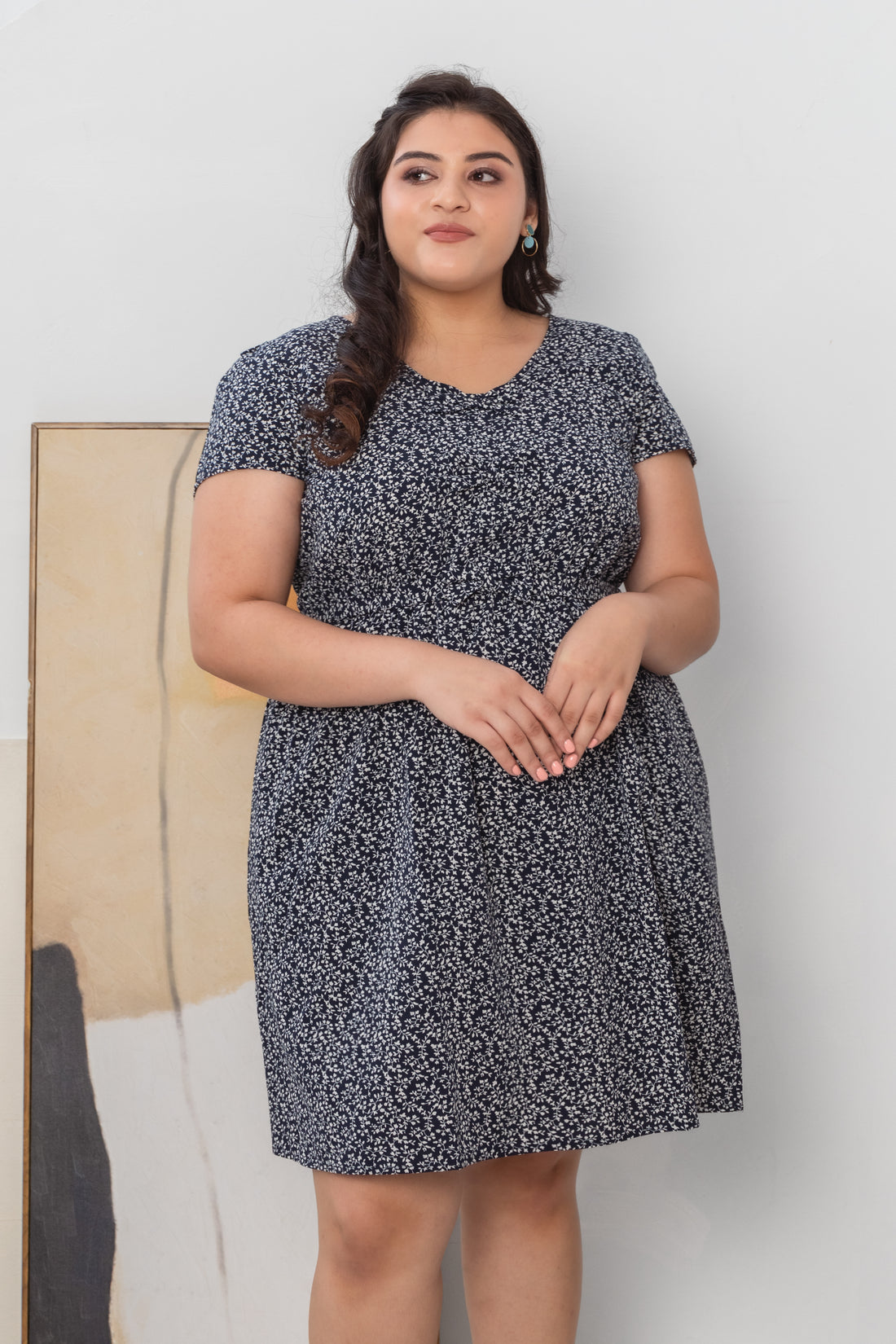 Rae Ribbon Dress In Navy Floral