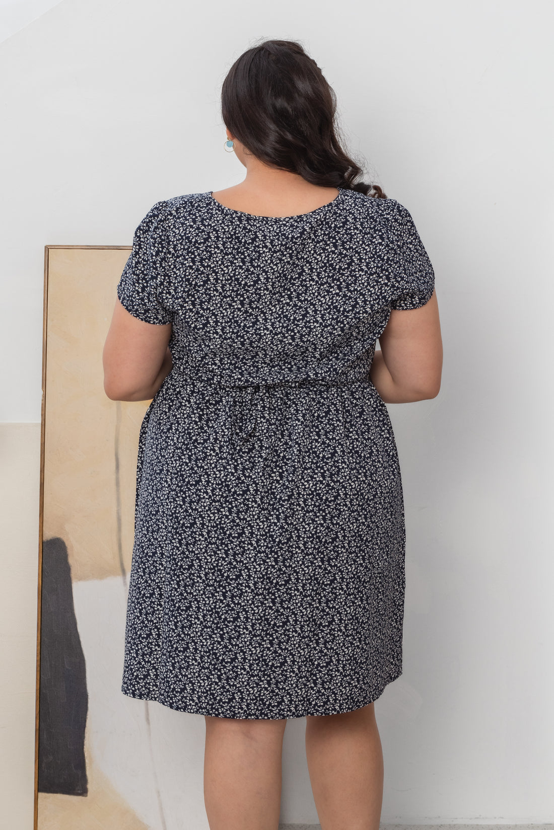 Rae Ribbon Dress In Navy Floral