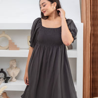 Shelley Smocked Dress In Shadow Grey