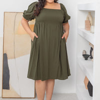 Shelley Smocked Dress In Olive Green