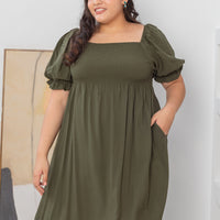 Shelley Smocked Dress In Olive Green