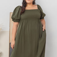 Shelley Smocked Dress In Olive Green