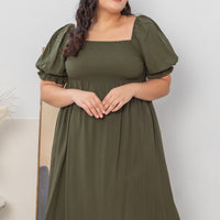 Shelley Smocked Dress In Olive Green