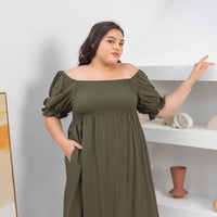 Shelley Smocked Dress In Olive Green