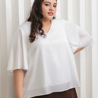 Sadie Butterfly Sleeves Top In White