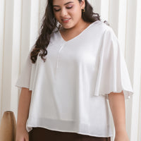 Sadie Butterfly Sleeves Top In White