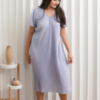 Victoria Pleated Dress In Pearl Silver