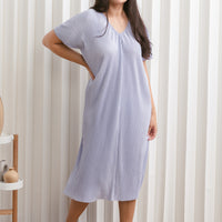Victoria Pleated Dress In Pearl Silver