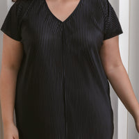 Victoria Pleated Dress In Onyx Black