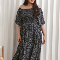 Flora Smocked Maxi Dress In Black Floral