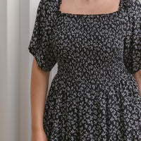 Flora Smocked Maxi Dress In Black Floral