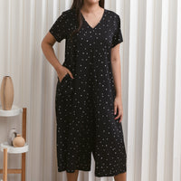 Juniper V-Neck Jumpsuit In Black Hearts