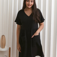 Olivia Buttoned Pocket Dress In Black