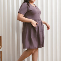 Olivia Buttoned Pocket Dress In Saddle Brown
