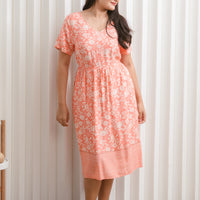 Harper Hem Dress In Coral Orange