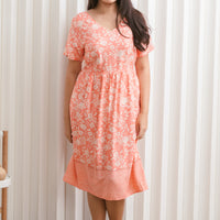 Harper Hem Dress In Coral Orange