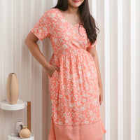 Harper Hem Dress In Coral Orange