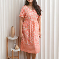 Harper Hem Dress In Coral Orange