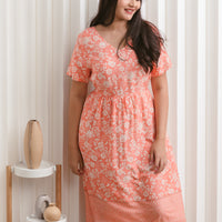 Harper Hem Dress In Coral Orange