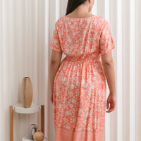 Harper Hem Dress In Coral Orange
