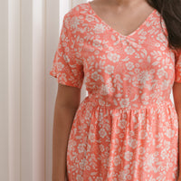 Harper Hem Dress In Coral Orange