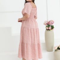 Flora Smocked Maxi Dress In Pink Floral