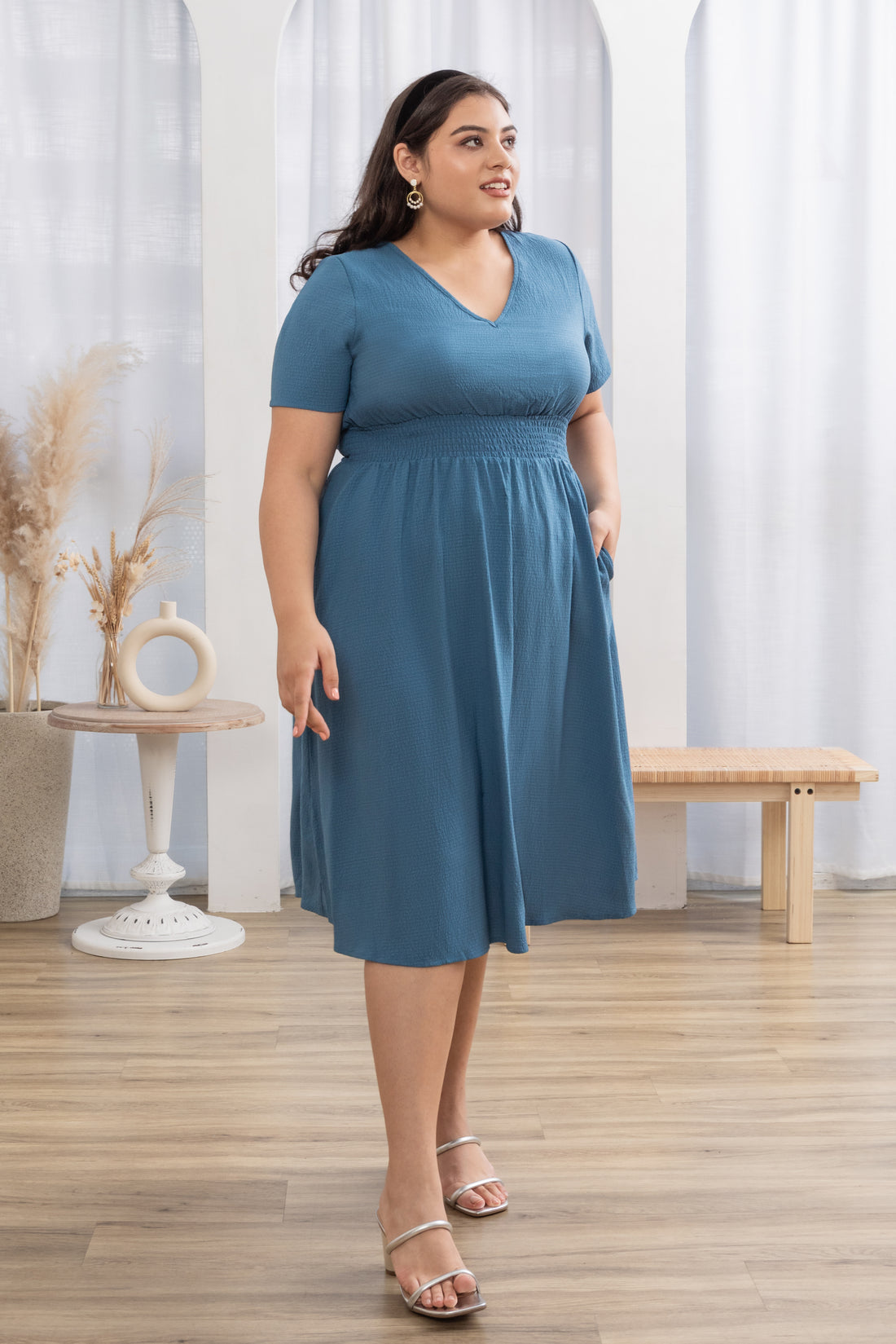 Audrey Midi Dress In Blue Jay