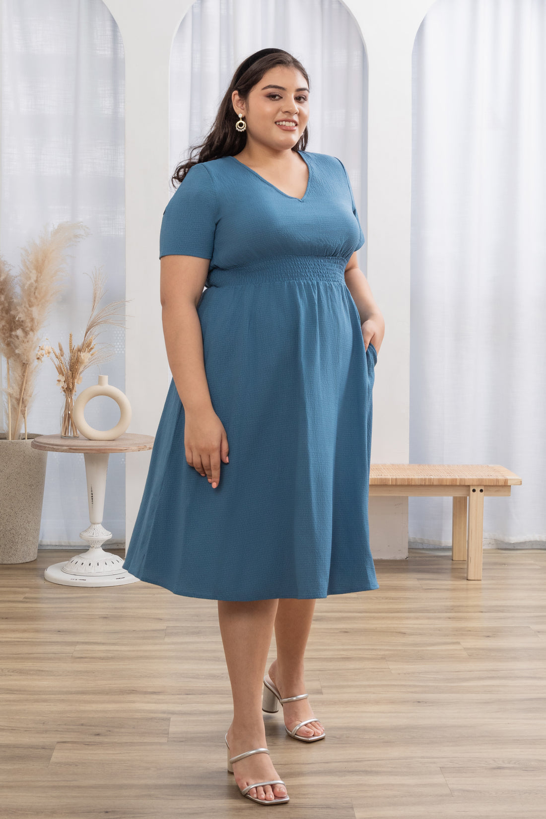 Audrey Midi Dress In Blue Jay