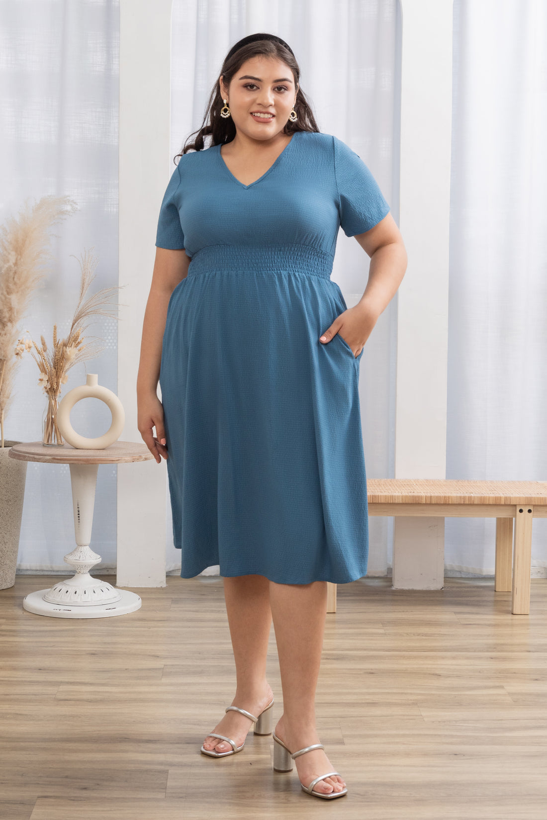 Audrey Midi Dress In Blue Jay