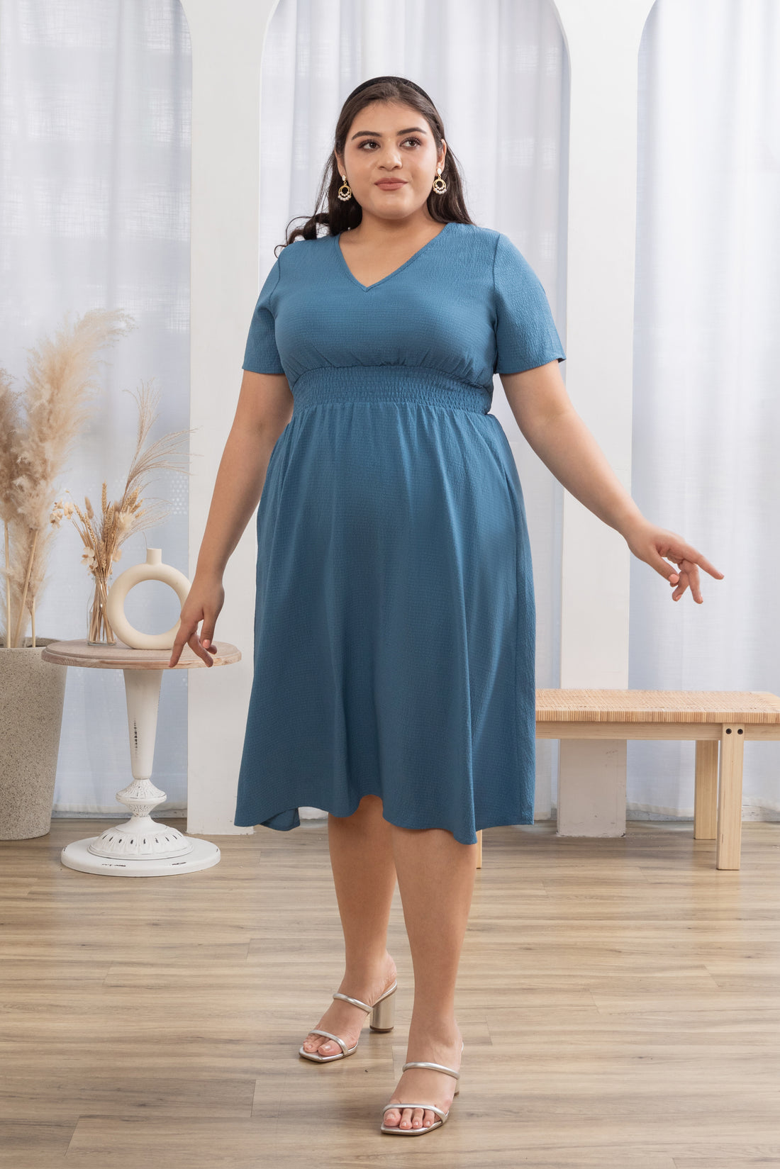 Audrey Midi Dress In Blue Jay