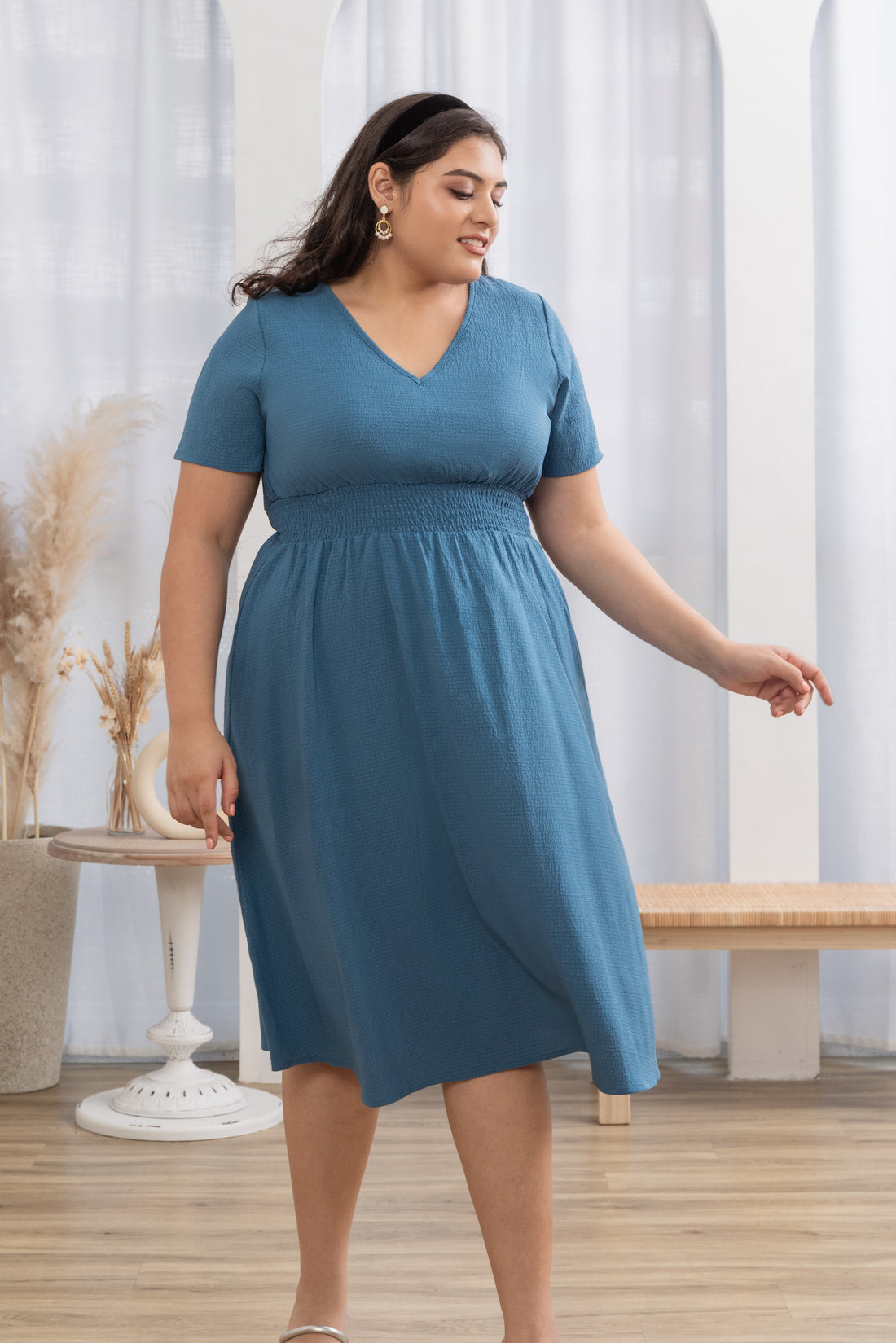 Audrey Midi Dress In Blue Jay