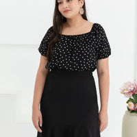 Mirabelle Ruffle Pencil Skirt In Black