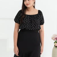 Mirabelle Ruffle Pencil Skirt In Black