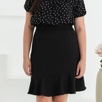 Mirabelle Ruffle Pencil Skirt In Black