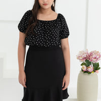 Mirabelle Ruffle Pencil Skirt In Black