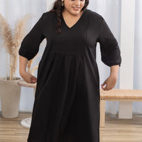 Esther Panelled Empire-Waist Dress In Black