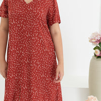 Charlotte V-Neck Midi Dress In Red