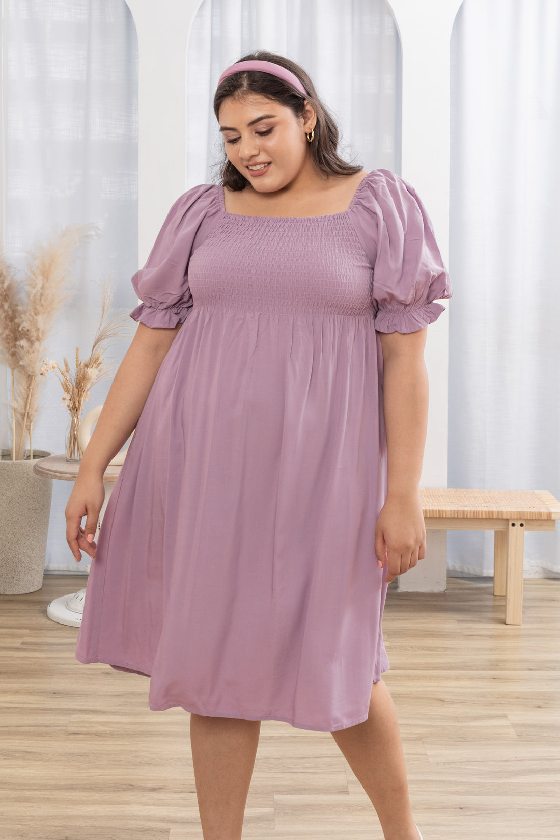 Shelley Smocked Dress In Lilac Purple