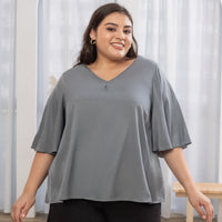 Sadie Butterfly Sleeves Top In Grey