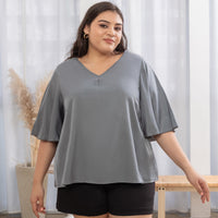 Sadie Butterfly Sleeves Top In Grey