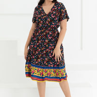 Emily Bohemian V-Neck Dress In Black Floral