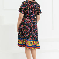 Emily Bohemian V-Neck Dress In Black Floral