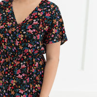 Emily Bohemian V-Neck Dress In Black Floral