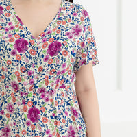 Emily Bohemian V-Neck Dress In White Floral